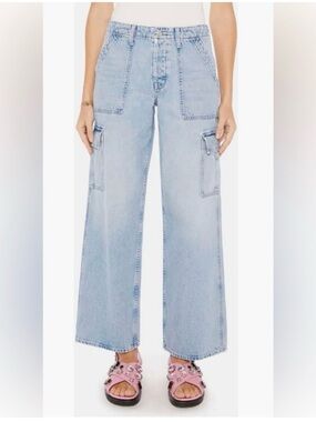 MOTHER Light Blue Wide-Leg Cargo Jeans